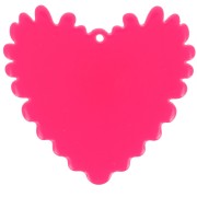 Pendentif coeur en relief 37x39 mm en acrylique - Rose fluo - Doré pailleté x1