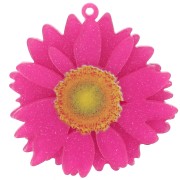 Pendentif fleur marguerite 3D 41 mm en acrylique - Fuchsia pailleté x1|raw }}