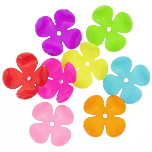 Assortiment de perles fleurs en acrylique 26 mm - Multicolore x20