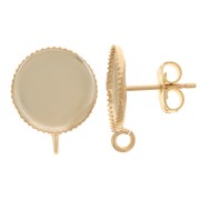 Clous d'oreilles pour cabochon fond plat 12mm - anneau ouvert - Doré à l'or fin x2|raw }}