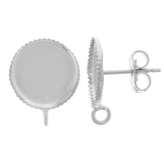 Clous d'oreilles pour cabochon fond plat 12 mm - anneau ouvert - Argenté x2|raw }}