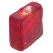 Perle carré en verre 15x15 mm - motif coeur - Rouge - Rose x1