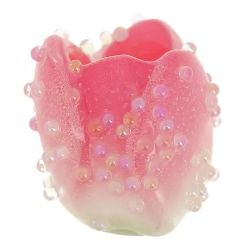 Perle fleur Tulipe 14x13 mm avec petites boules aléatoires - Rose x1