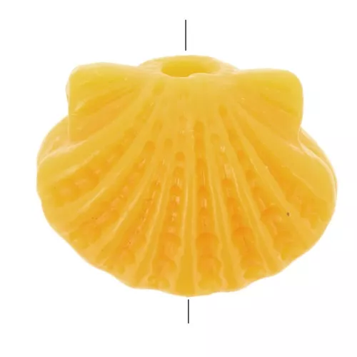 Perle coquillage en plastique 9x11.5 mm - Moutarde x1