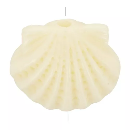 Perle coquillage en plastique 9x11.5 mm - Ivoire x1