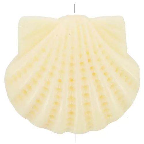 Perle coquillage en plastique 14x15.5 mm - Ivoire x1