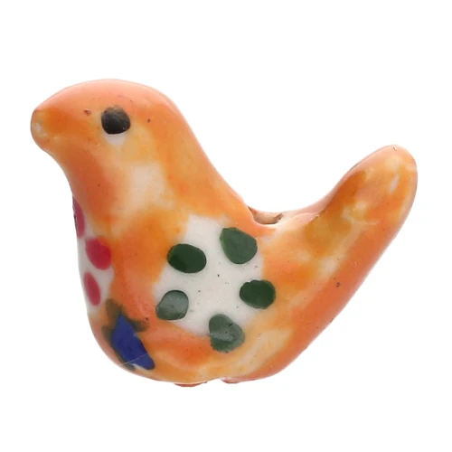 Perle oiseau 13.5x19.5 mm en céramique - Orange x1
