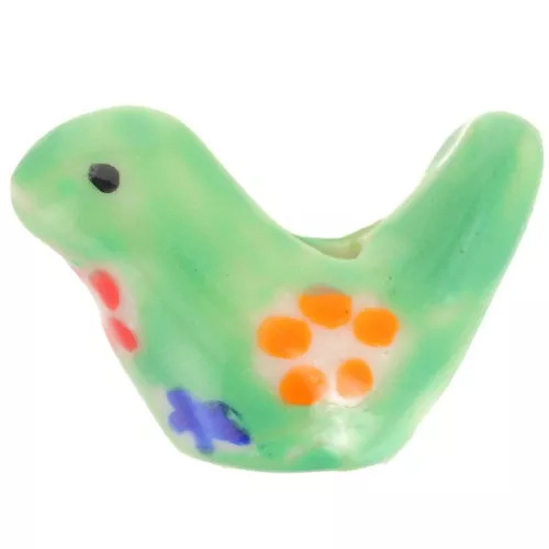 Perle oiseau 13.5x19.5 mm en céramique - Vert x1