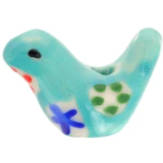 Perle oiseau 13.5x19.5 mm en céramique - Turquoise x1
