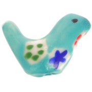 Perle oiseau 13.5x19.5 mm en céramique - Turquoise x1