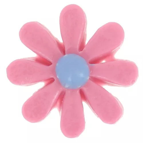 Cabochon fleur en résine 16 mm - Rose - Bleu x1