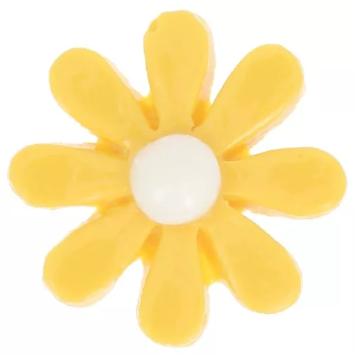 Cabochon fleur en résine 16 mm - Jaune foncé - Blanc x1