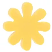 Cabochon fleur en résine 16 mm - Jaune foncé - Blanc x1