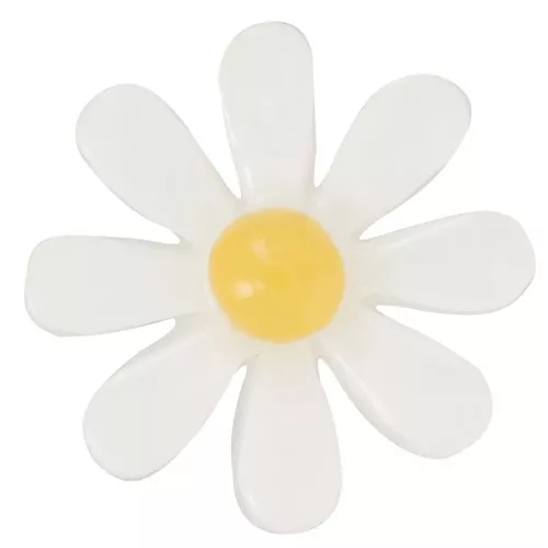 Cabochon fleur en résine 16 mm - Blanc - Jaune x1