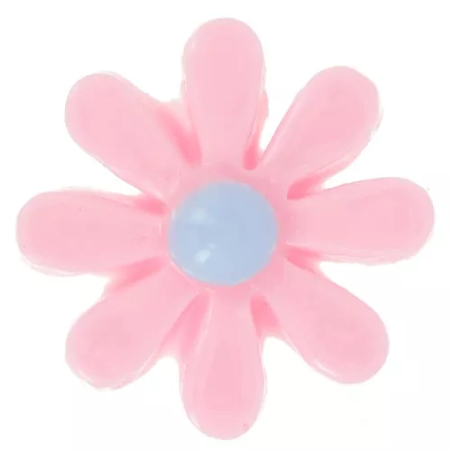 Cabochon fleur en résine 16 mm - Rose clair - Bleu ciel x1