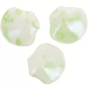 Perles coquillage en céramique 12x13.5 mm - Blanc irisé - Tacheté vert clair x4