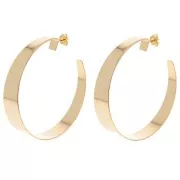 Créoles larges ouvertes 57 mm - Doré à l'or fin x2