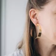 Créoles larges ouvertes 57 mm - Doré à l'or fin x2