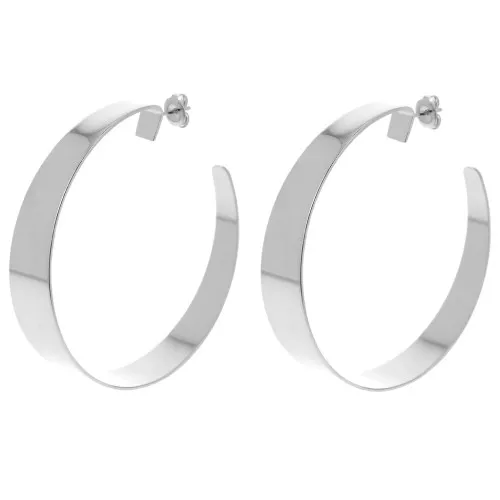 Créoles larges ouvertes 57 mm - Placage Argent fin x2