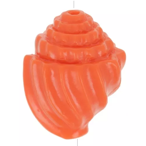 Perle coquillage 17x12 mm en plastique - Orange corail x1