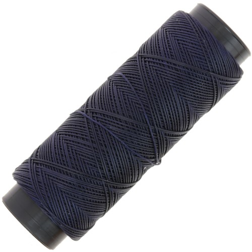 Fil plat en polyester ciré Slam Cord pour micro macramé 0.6 mm - Bleu nuit x100m