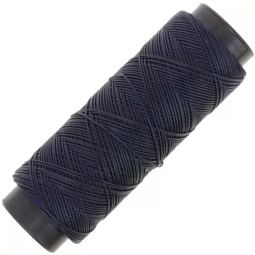 Fil plat en polyester ciré Slam Cord pour micro macramé 0.6 mm - Bleu nuit x100m