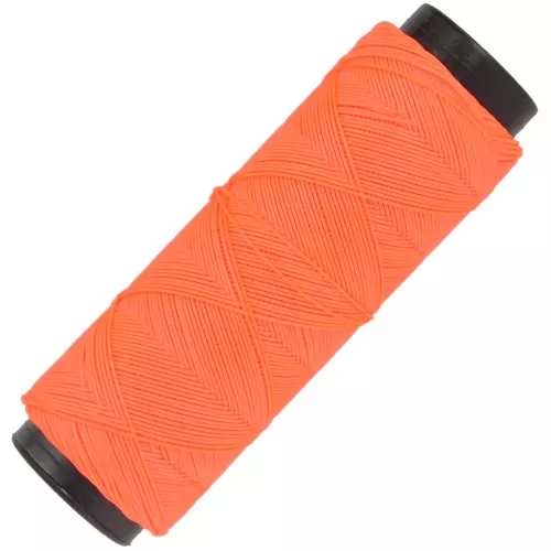 Fil plat en polyester ciré Slam Cord pour micro macramé 0.6 mm - Orange fluo x100m