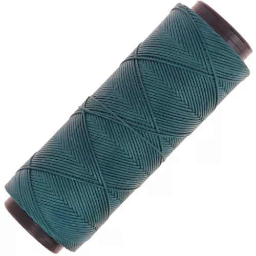 Fil plat en polyester ciré Slam Cord pour micro macramé 0.8 mm - Vert canard x100m