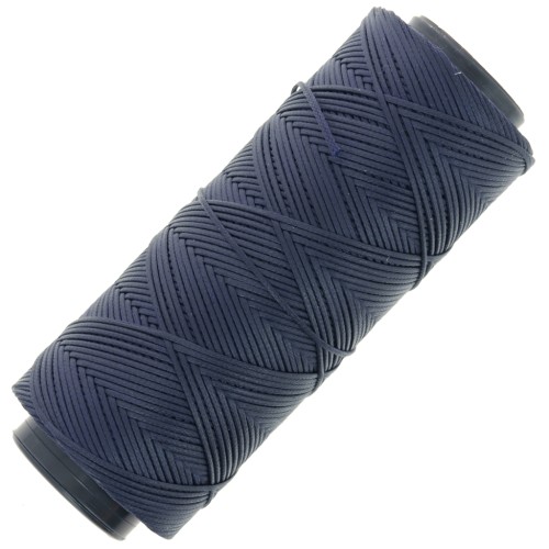 Fil plat en polyester ciré - Slam Cord pour micro macramé 1 mm - Bleu nuit x100m