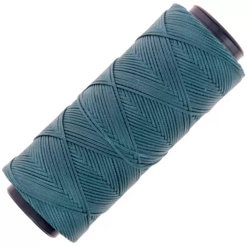 Fil plat en polyester ciré - Slam Cord pour micro macramé 1 mm - Vert canard x100m
