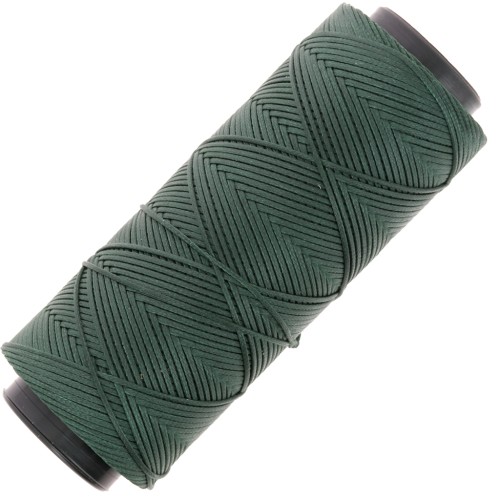 Fil plat en polyester ciré - Slam Cord pour micro macramé 1 mm - Vert foncé x100m