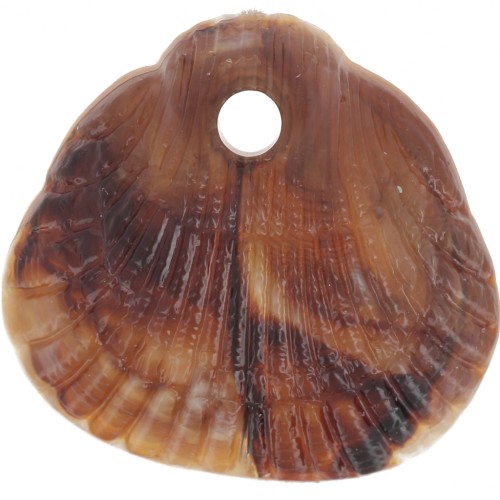 Sequins coquillages 17x18 mm résine opaque - Marbré Marron clair - Marron foncé x4