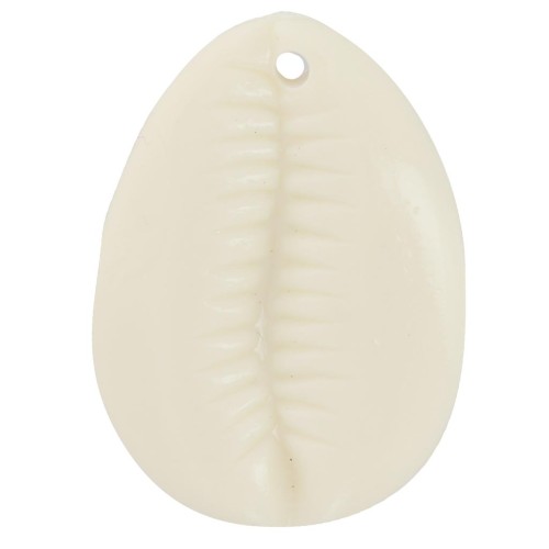 Pendentif cauri en résine 22x16 mm - Ecru x1