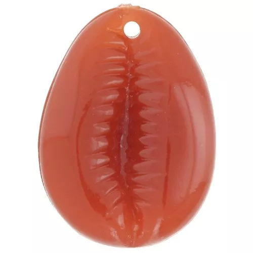 Pendentif cauri en résine 22x16 mm - Brun rouge x1