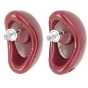 Boucles d'oreille gouttes 28x16 mm en résine opaque - Bordeaux x2
