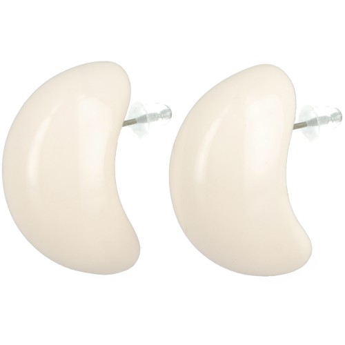 Boucles d'oreille gouttes 28x16 mm en résine opaque - Ecru x2