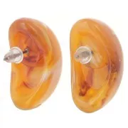 Boucles d'oreille gouttes 28x16 mm en résine translucide - Abricot marbré x2
