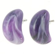 Boucles d'oreille gouttes 28x16 mm en résine opaque - Violet foncé marbré x2|raw }}