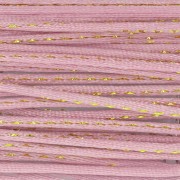 Cordon queue de rat nylon 1.8 mm avec fil métalissé - Rose - Doré x2.9m