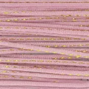 Cordon queue de rat nylon 1.8 mm avec fil métalissé - Rose - Doré x2.9m