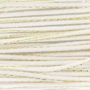 Cordon queue de rat nylon 1.8 mm avec fil métalissé - Blanc - Doré x2.9m