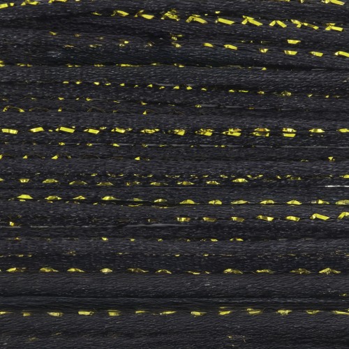 Cordon queue de rat nylon 1.8 mm avec fil métalissé - Noir - Doré x3m