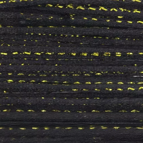 Cordon queue de rat nylon 1.8 mm avec fil métalissé - Noir - Doré x3m