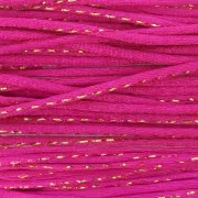 Fuchsia - Cordon queue de rat nylon 1.8 mm avec fil métalissé - Fuchsia - Doré x3m Cordon queue de rat nylon 1.8 mm avec fil métalissé - Fuchsia - Doré x3m