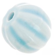Perles citrouille en céramique 12 mm - Bleu clair irisé x10