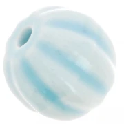 Perles citrouille en céramique 12 mm - Bleu clair irisé x10