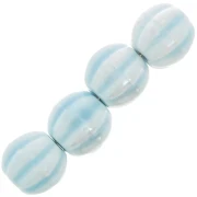 Perles citrouille en céramique 12 mm - Bleu clair irisé x10