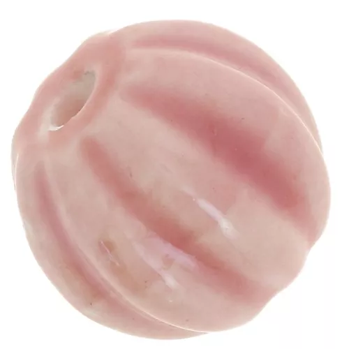 Perles citrouille en céramique 13 mm - Rose irisé x10