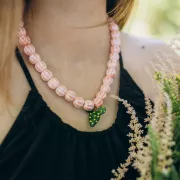 Perles citrouille en céramique 13 mm - Rose irisé x10