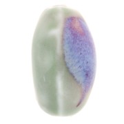Perles olive 21x18 mm en céramique - Vert sauge - Marbré violet x4